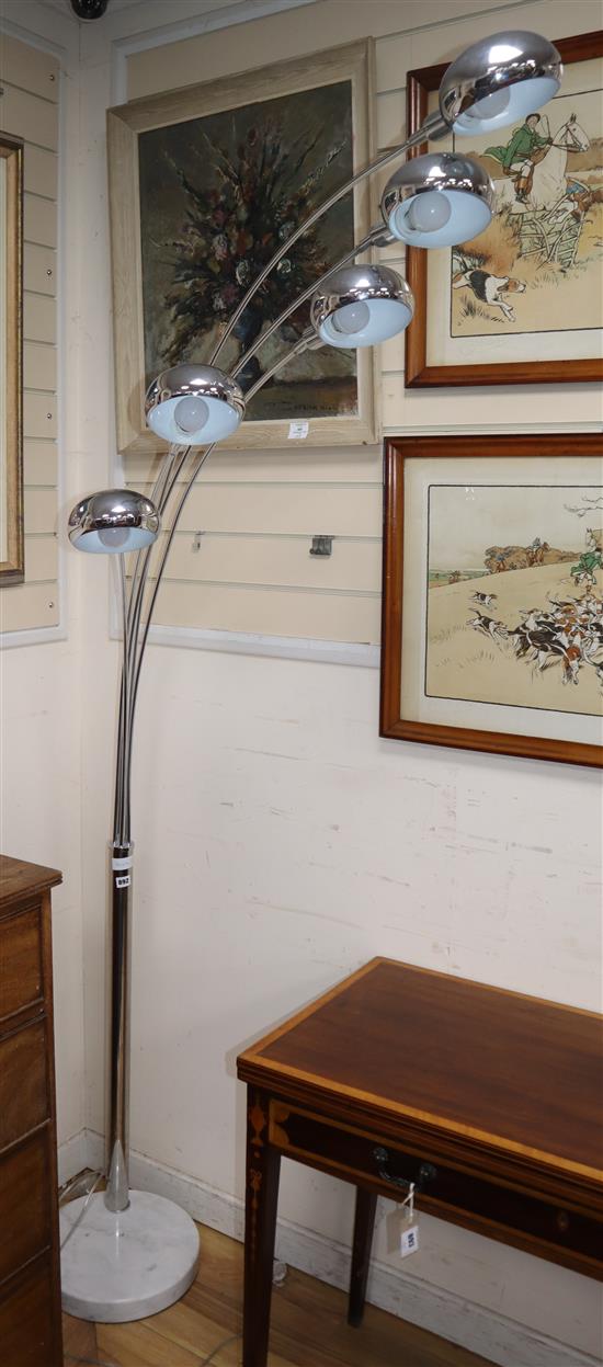 An Italian designer five branch floor lamp Height 214cm
